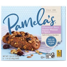 PAMELAS: Raisin Walnut Spice Whenever Bars 5Pack, 7.05 oz