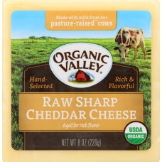 ORGANIC VALLEY: Raw Sharp Cheddar Cheese, 8 oz