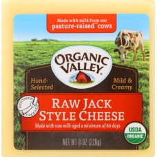 ORGANIC VALLEY: Wisconsin Raw Milk Cheese Jack Style Organic, 8 oz