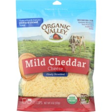 ORGANIC VALLEY: Organic Finely Shredded Mild Cheddar Cheese, 6 oz