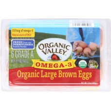 ORGANIC VALLEY: Omega 3 Large Brown Eggs, 0.5 dz