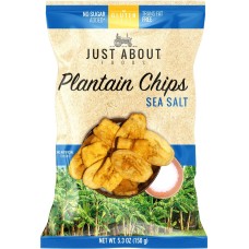 JUST ABOUT FOODS: Chips Plantain Sea Salt, 5.3 oz