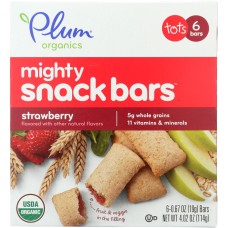 PLUM ORGANICS: Bar Mghty Snk Strawberry, 4.02 oz