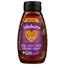 WHOLESOME SWEETENERS: Organic Raw Unfiltered Honey, 16 oz