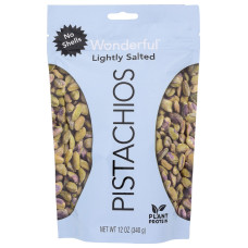 WONDERFUL PISTACHIOS: Lightly Salted No Shells, 12 oz