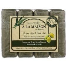 A LA MAISON: Soap Bar Unscnt 4Pk Olive, 14.1 oz