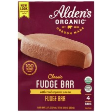ALDENS ORGANIC: Ice Crm Bar Fudge 4Pk Org, 10 oz