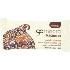 GOMACRO: MacroBar Protein Pleasure Peanut Butter Chocolate Chip, 2.5 oz