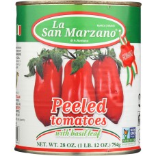 LA SAN MARZANO: Peeled Tomatoes with Basil Leaf, 28 fl oz