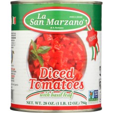 LA SAN MARZANO: Diced Tomatoes with Basil Leaf, 28 fl oz