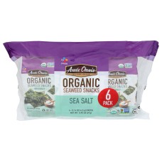 ANNIE CHUNS: Org Seaweed Sea Salt 6Pk, 0.16 OZ