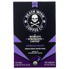 DEATH WISH COFFEE: Coffe Ss Esprss Rost Org, 10 CT