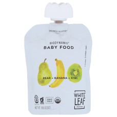 WHITE LEAF PROVISIONS: Baby Food Pear Banan Kiwi, 90 gm