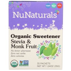 NUNATURALS INC: Organic Sweetener Stevia and Monk Fruit, 35 pk