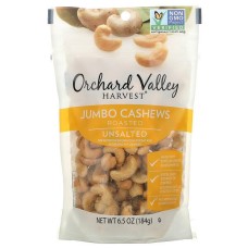 ORCHARD VALLEY HARVEST: Nuts Cashew Jmb Unslt, 6.5 oz