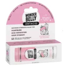 WONDERBELLY: Strawberry Milkshake Antacid Travel Size, 12 pc