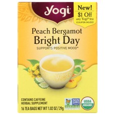 YOGI TEAS: Tea Pech Bergamot Bright Day, 16 bg