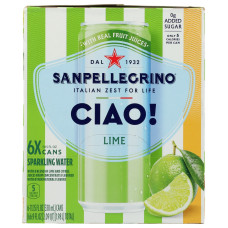 SAN PELLEGRINO: Ciao! Lime Flavored Sparkling Water 6 Cans, 66.9 fo