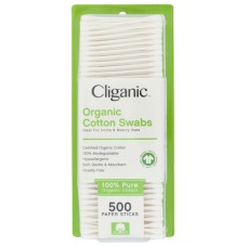 CLIGANIC: Swabs Cotton Organic, 500 ct