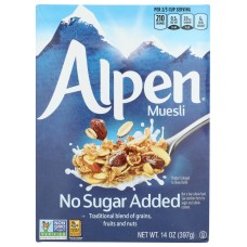 ALPEN: Muesli Cereal No Sugar Added, 14 oz