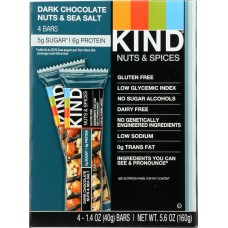 KIND: 4 Pack Dark Chocolate Nuts and Sea Salt Bar, 5.6 oz
