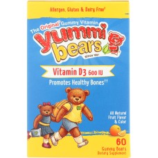 YUMMI BEARS: Vitamin D3 600 IU, 60 Gummy Bears