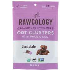 RAWCOLOGY: Oat Clusters with Probiotics Snack Bites Chocolate, 3.2oz
