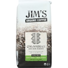 JIM'S ORGANIC COFFEE: Whole Bean Colombian, 12 oz