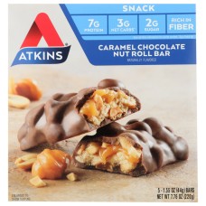 ATKINS: Snack Bar Caramel Chocolate Nut Roll (5x1.6oz bars), 8 oz