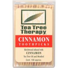 TEA TREE THERAPY" Cinnamon Toothpicks, 100 Tootpicks