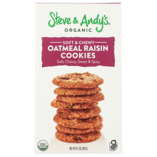 STEVE & ANDYS ORGANICS: Organic Gluten Free Oatmeal Raisin Cookies, 6.3 oz