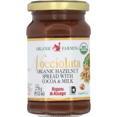 RIGONI: Nocciolata Organic Hazelnut Spread with Cocoa and Milk, 9.52 oz