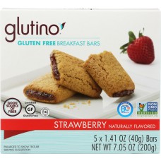 GLUTINO: Gluten Free 5 Breakfast Bars Strawberry, 7.05 oz