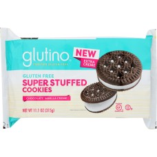 GLUTINO: Super Stuffed Chocolate Vanilla Creme Cookies, 11.1 oz