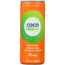 COCO FUZION 100: Natural Sparkling Coconut Water Mango, 8.3 oz
