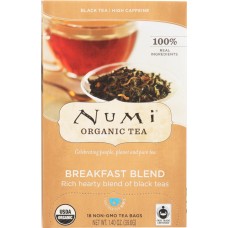 NUMI TEAS: Organic Black Tea Breakfast Blend, 18 bg