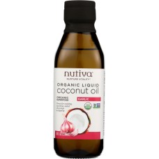 NUTIVA: Oil Coconut Garlic Liquid, 8 oz