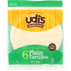 UDI'S: Plain Tortilla Large Gluten Free, Dairy Soy & Nut Free, 6 Counts, 11.2 oz