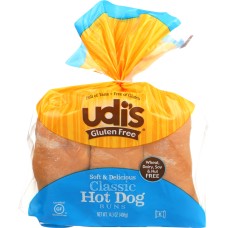 UDIS: Gluten Free Classic Hot Dog Buns 6 Count, 14.3 oz