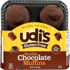 UDIS: Gluten-Free Double Chocolate Muffins 4 Count, 12 Oz