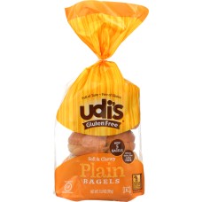 UDIS: Gluten Free Plain Bagel, Wheat, Dairy, Soy & Nut Free, 4 Counts, 13.9 oz