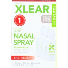 XLEAR: Xylitol Natural Saline Nasal Spray 3 Pack, 2.25 oz