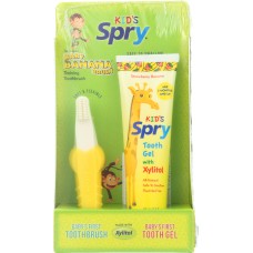 SPRY: Baby Banana Toothbrush with Kid's Tooth Gel Strawberry Banana, 1 Kit