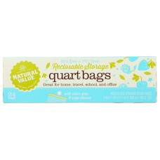 NATURAL VALUE: Quart Bags Reclosable Storage, 24 bg