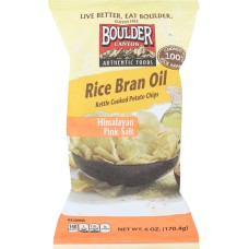 BOULDER CANYON: Rice Bran Oil Himalayan Pink Salt Kettle Cooked Potato Chips, 6 oz