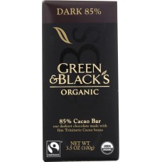 GREEN & BLACK'S: Organic Chocolate Bar Dark 85% Cacao, 3.5 oz