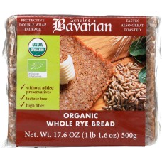 BAVARIAN: Organic Whole Rye Bread, 17.6 oz