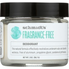 SCHMIDTS: Deodorant Fragrance Free, 2 oz