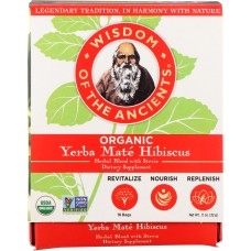 WISDOM OF THE ANCIENTS: Tea Yerba Mate Hibscus 16 Bags, 1.1 oz