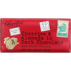 CHOCOLOVE: Cheries & Almonds In Dark Chocolate Bar, 3.2 oz